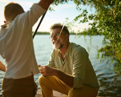 Grandfather fishing