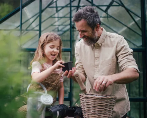 Father daughter garden